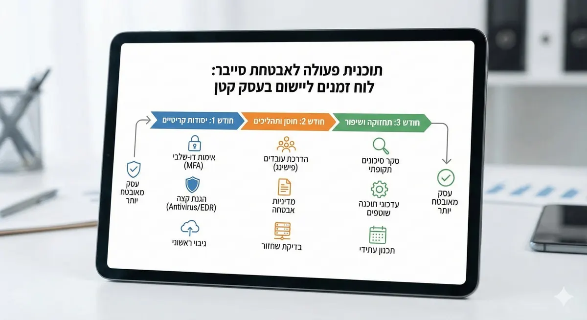 תוכנית פעולה לאבטחת סייבר - לוח זמנים ליישום אבטחה בעסק קטן
